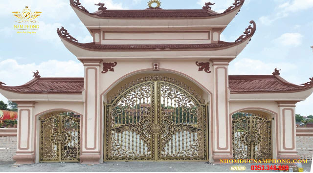cổng chùa, mẫu cổng chùa đẹp, cổng nhôm đúc