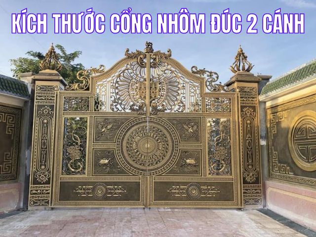 Kích thước phổ biến của cổng nhôm đúc 3 Kích thước cổng nhôm đúc 2 cánh chuẩn phong thủy