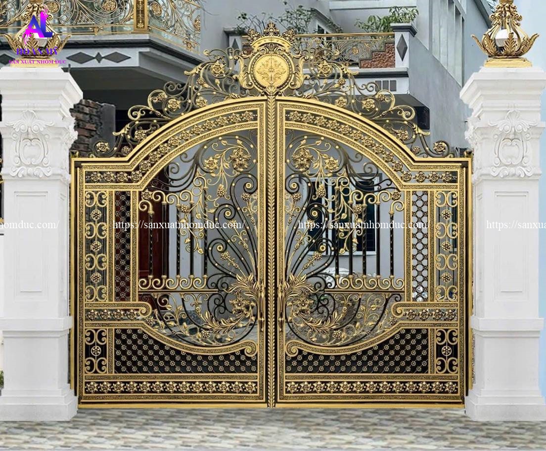 Giá cổng nhôm đúc mạ đồng 20 Cổng nhôm đúc hoa lá tây